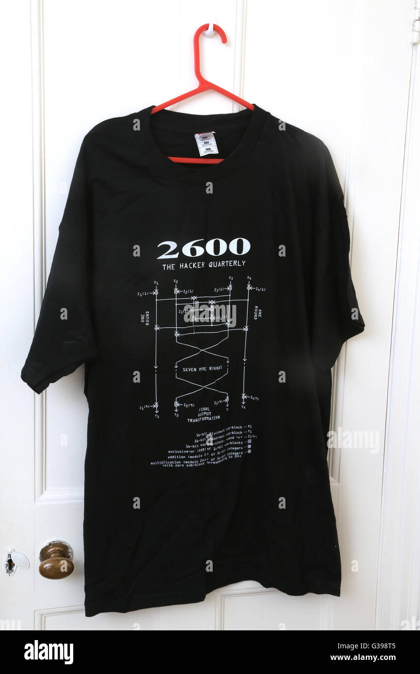 2600 der Hacker vierteljährlich T-Shirt Stockfoto