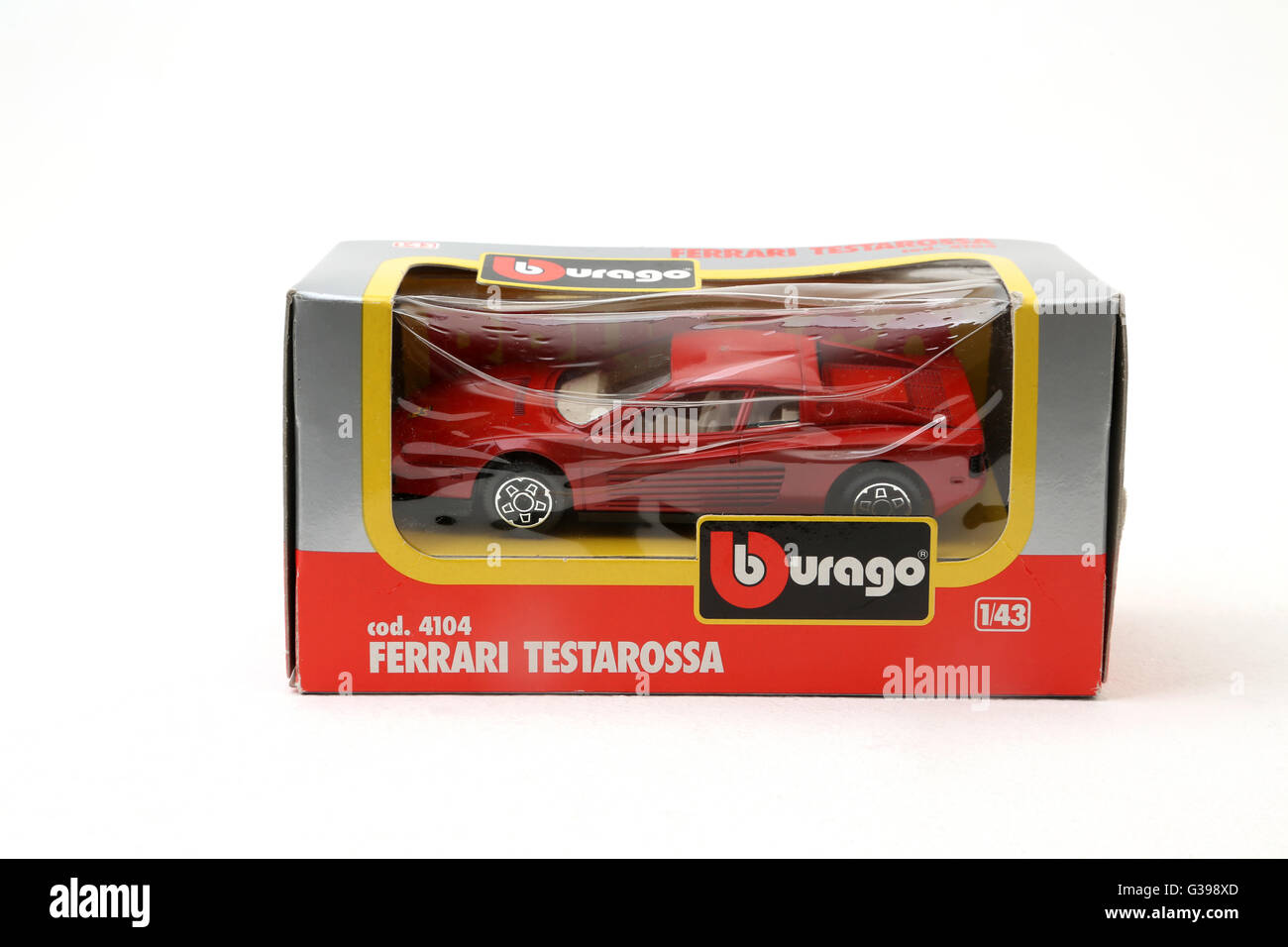 Verkaufs-Ferrari Testarossa Spielzeugauto Stockfoto