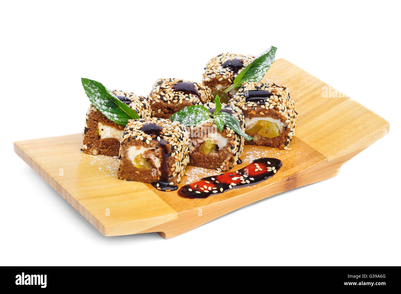 Dessert-Maki Sushi-Set Stockfoto