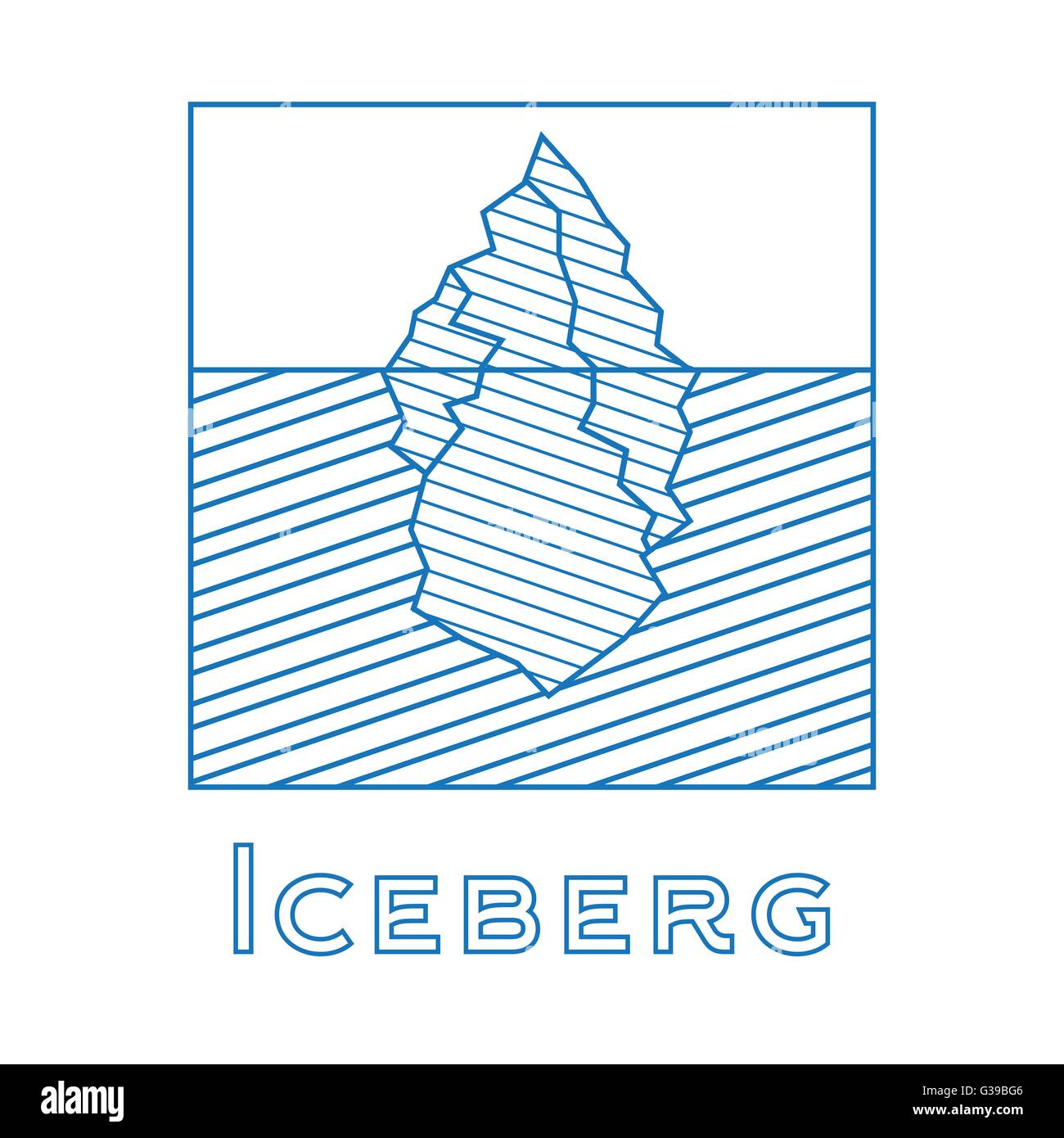 Eisberg in linearen Stil. Umriss Eisberg isoliert auf weißem Hintergrund. Vektor-Illustration. Symbol mit Eisberg. Stock Vektor