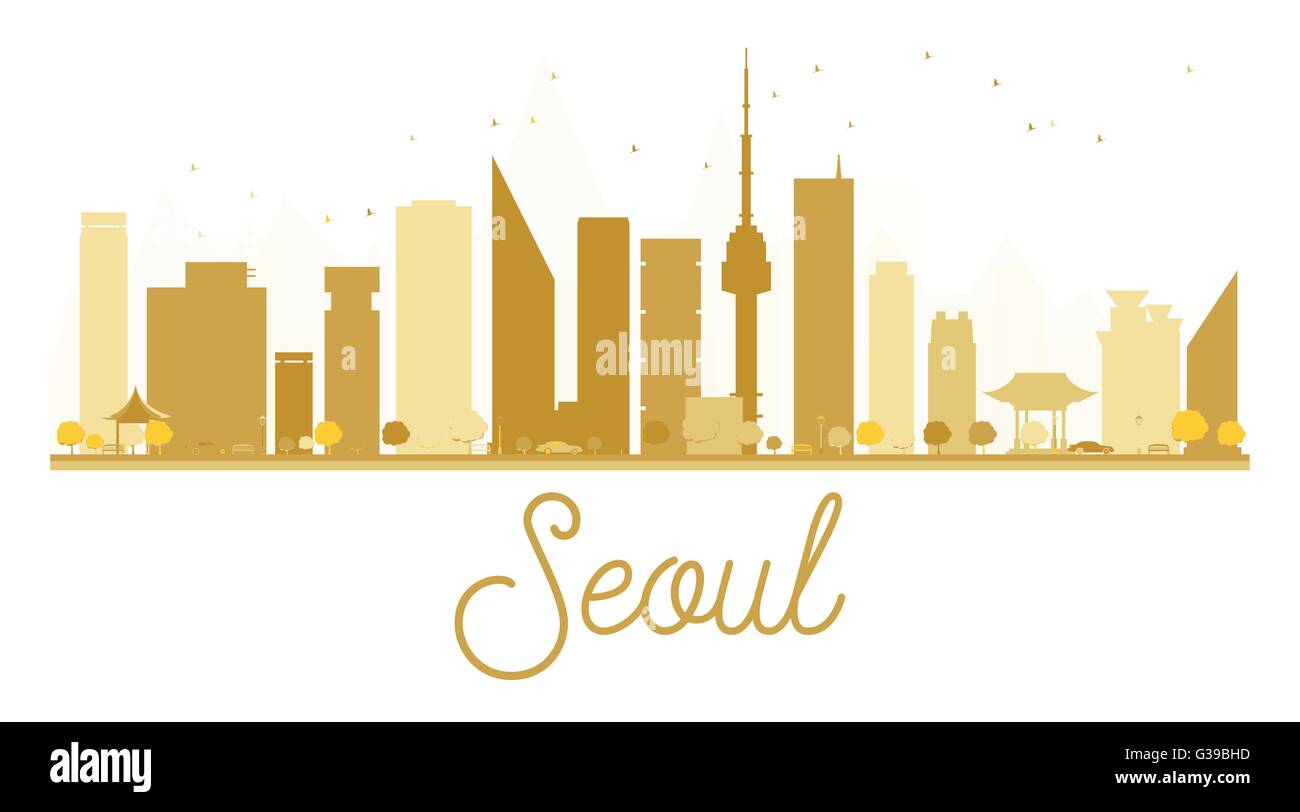 Seoul City Skyline goldene Silhouette. Vektor-Illustration. Einfache flache Konzept für Tourismus Präsentation, Banner, Plakat oder web Stock Vektor