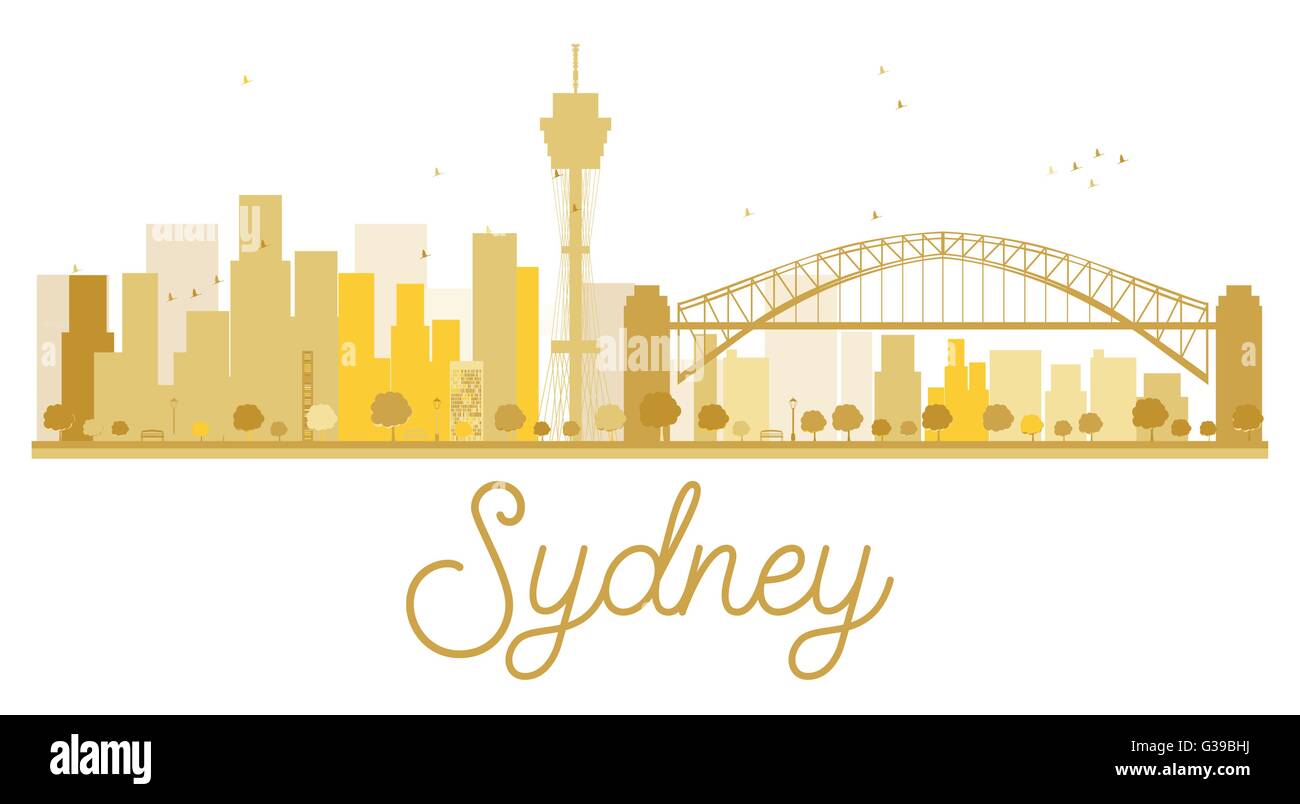 Sydney City Skyline goldene Silhouette. Vektor-Illustration. Einfache flache Konzept für Tourismus Präsentation, Banner, Plakat oder web Stock Vektor
