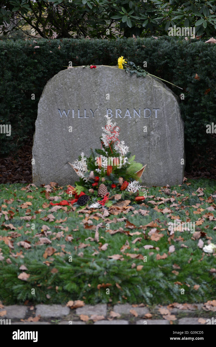 Greifen Sie, Willy Brandt, Waldfriedhof, Potsdamer Chaussee, Zehlendorf, Berlin, Deutschland Stockfoto