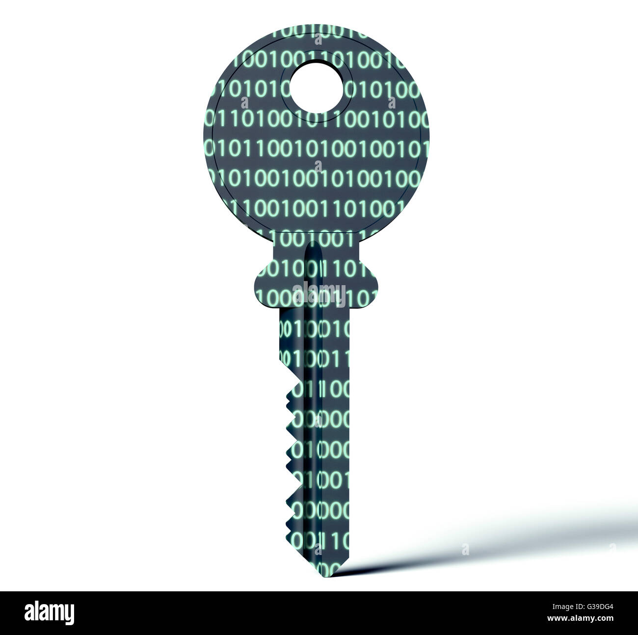 digitale Sicherheit Konzept elektronischer Schlüssel isoliert auf weiss. Stockfoto