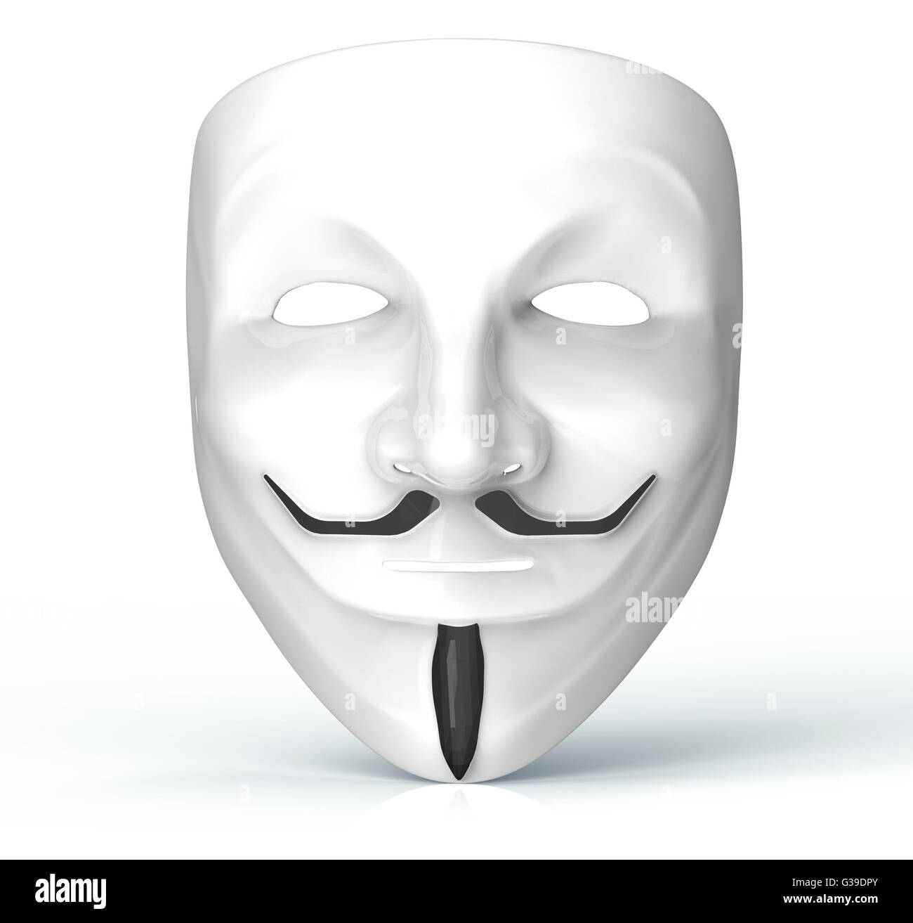weiße Maske ein Computer-Hacker isoliert auf weißem 3D illustration Stockfoto