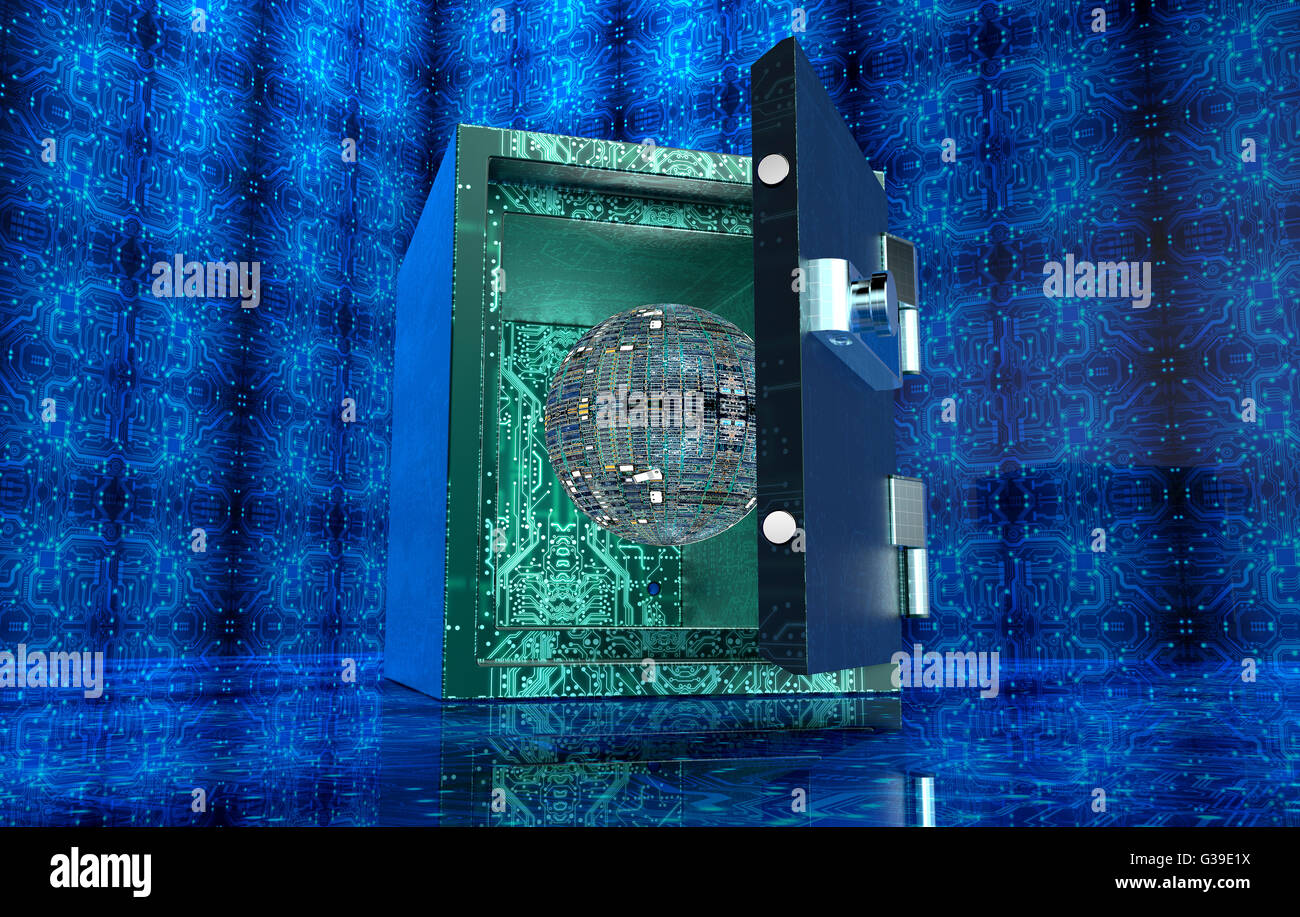 digitale Konzept Sicherheitsschloss im elektronischen Umfeld. Stockfoto