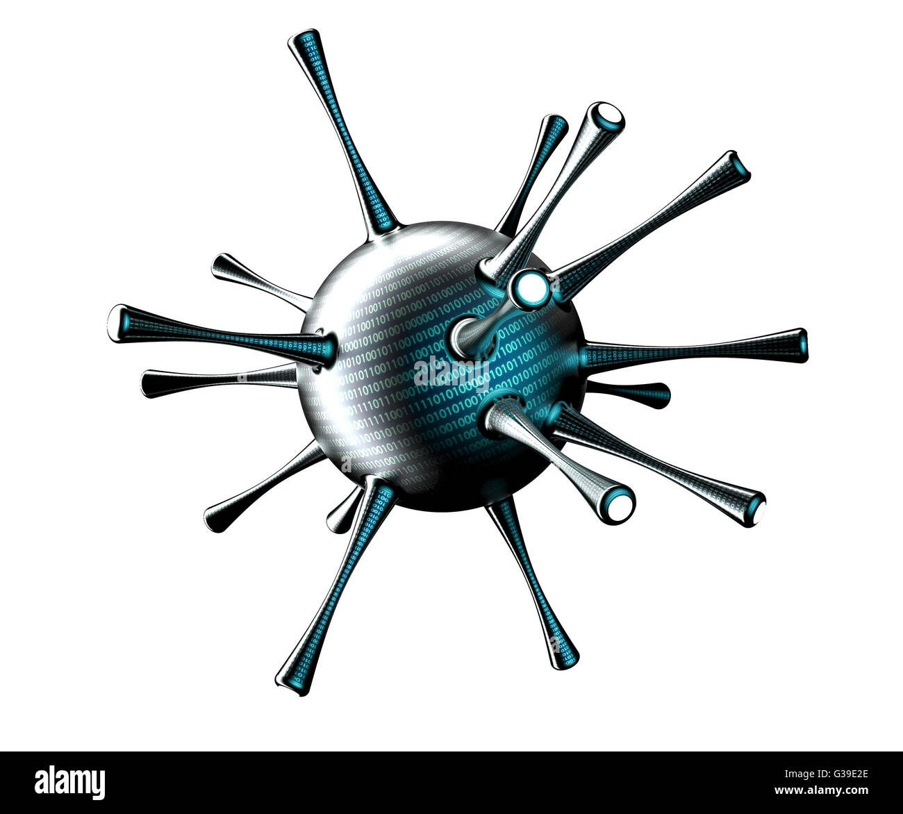 digitale Sicherheit Concept Computer-Virus isoliert auf weißem, 3D illustration Stockfoto