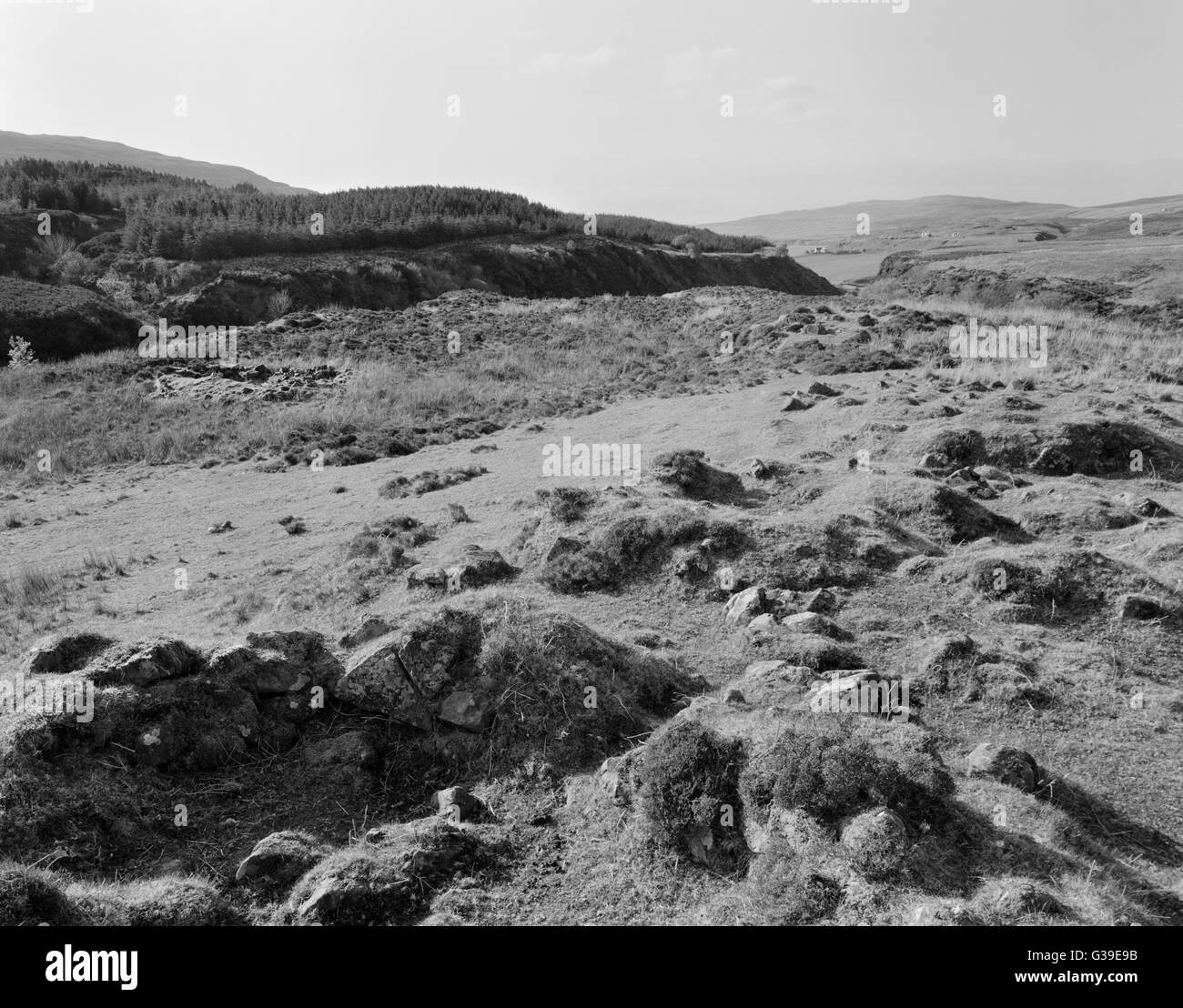 Blick NNW von Annait frühchristlicher klösterlichen Website gemacht Nutzen einer Eisenzeit Vorgebirge Festung auf Waternish, Isle Of Skye. Stockfoto