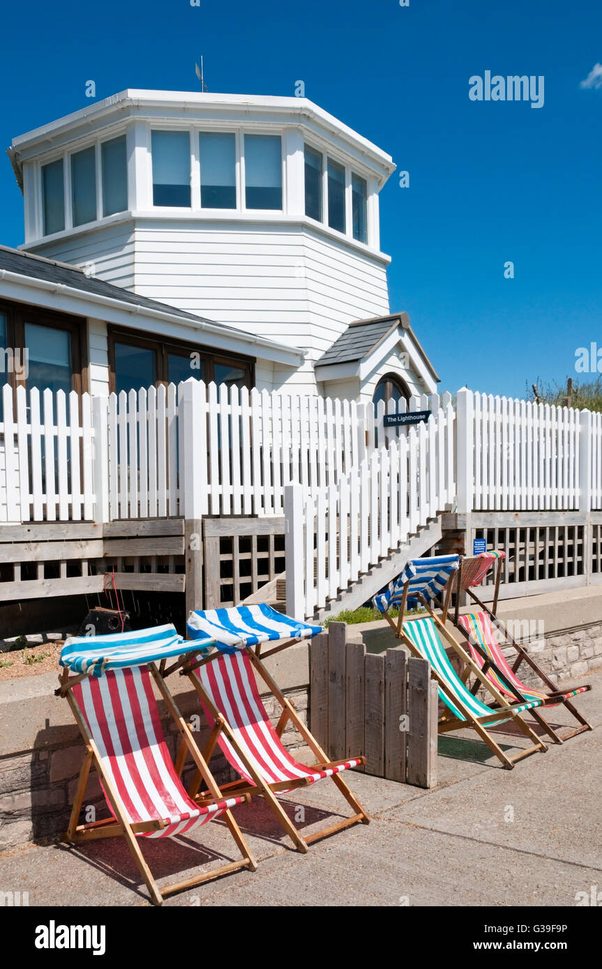 Die Leuchtturm-Ferienunterkunft in Steephill Cove auf der Isle Of Wight. Stockfoto