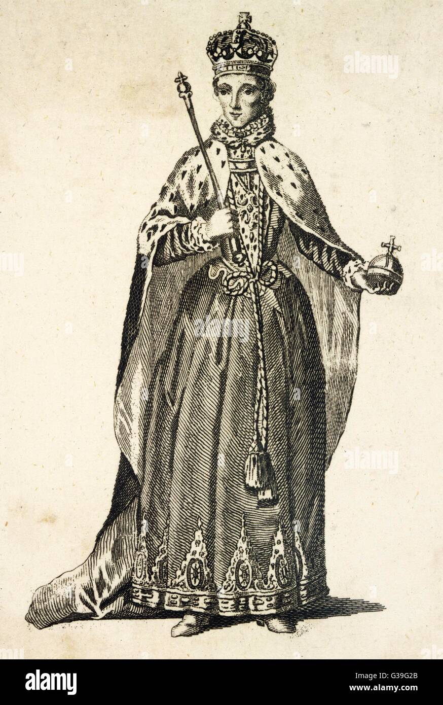 MARY TUDOR katholische Königin von England in voller Montur Datum 1516