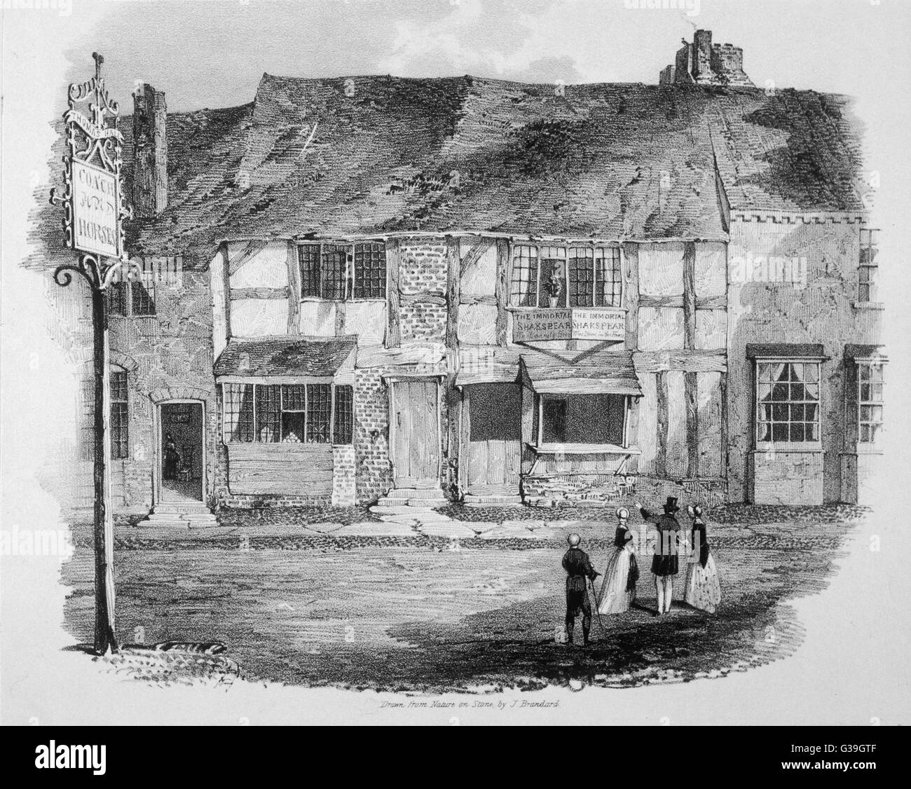 WILLIAM SHAKESPEARE das Haus in Stratford-upon-Avon in dem Shakespeare, gesehen in etwa 1840 Datum geboren wurde: 1564-1616 Stockfoto
