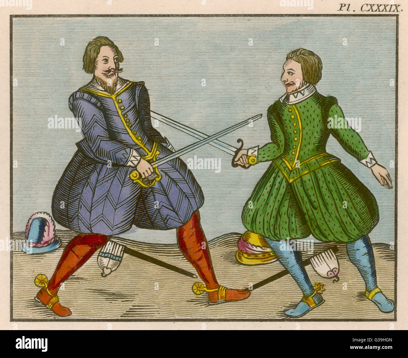 Englische Herren duellieren Stockfoto