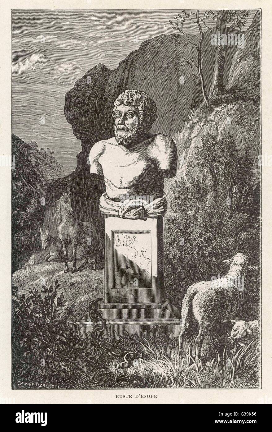 Griechische Schriftsteller AESOP Fabeln wie dargestellt durch eine antike Büste in der Villa Albani, Rom Datum: 620-560 v. Chr. Stockfoto