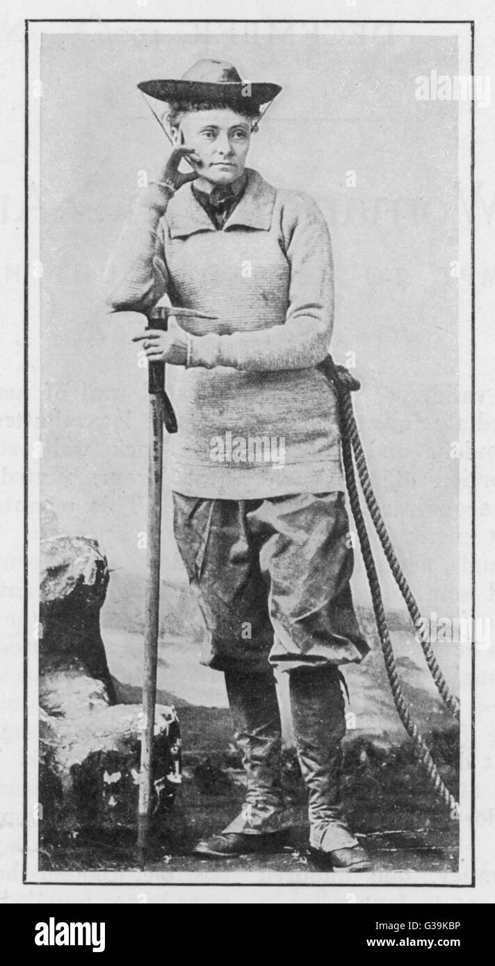ANNIE picken die amerikanischen Bergsteiger, der versuchten viele gefährliche Aufstiege in den Anden.      Datum: 1907 Stockfoto