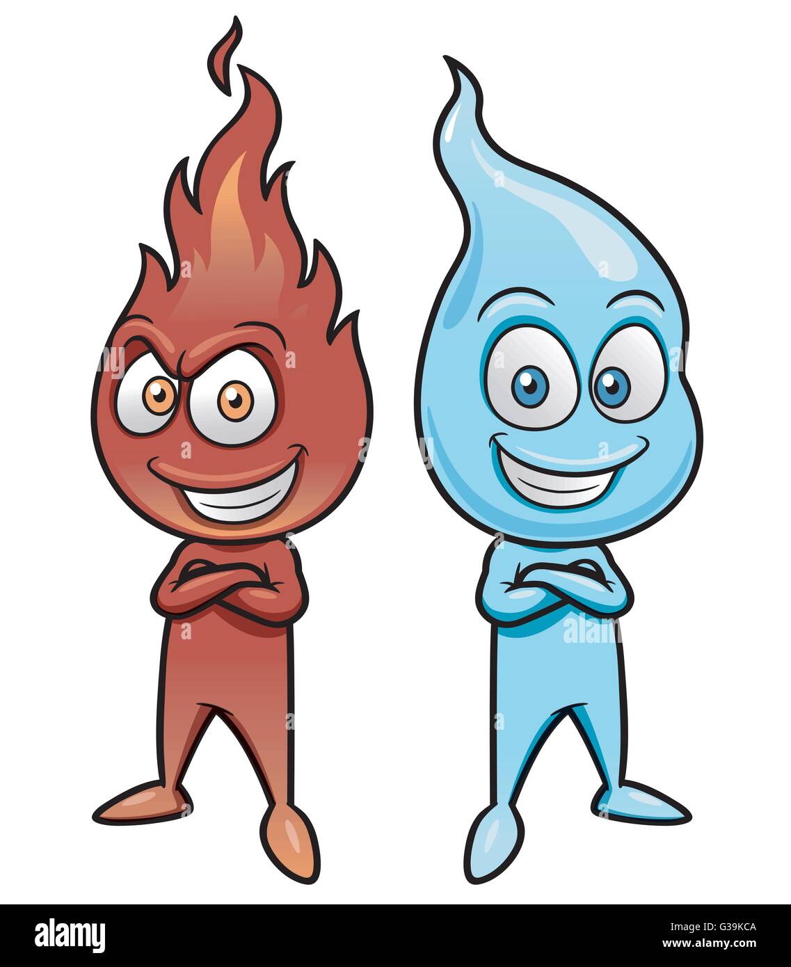 Vektor-Illustration von Cartoon-Feuer und Wasser Stock Vektor