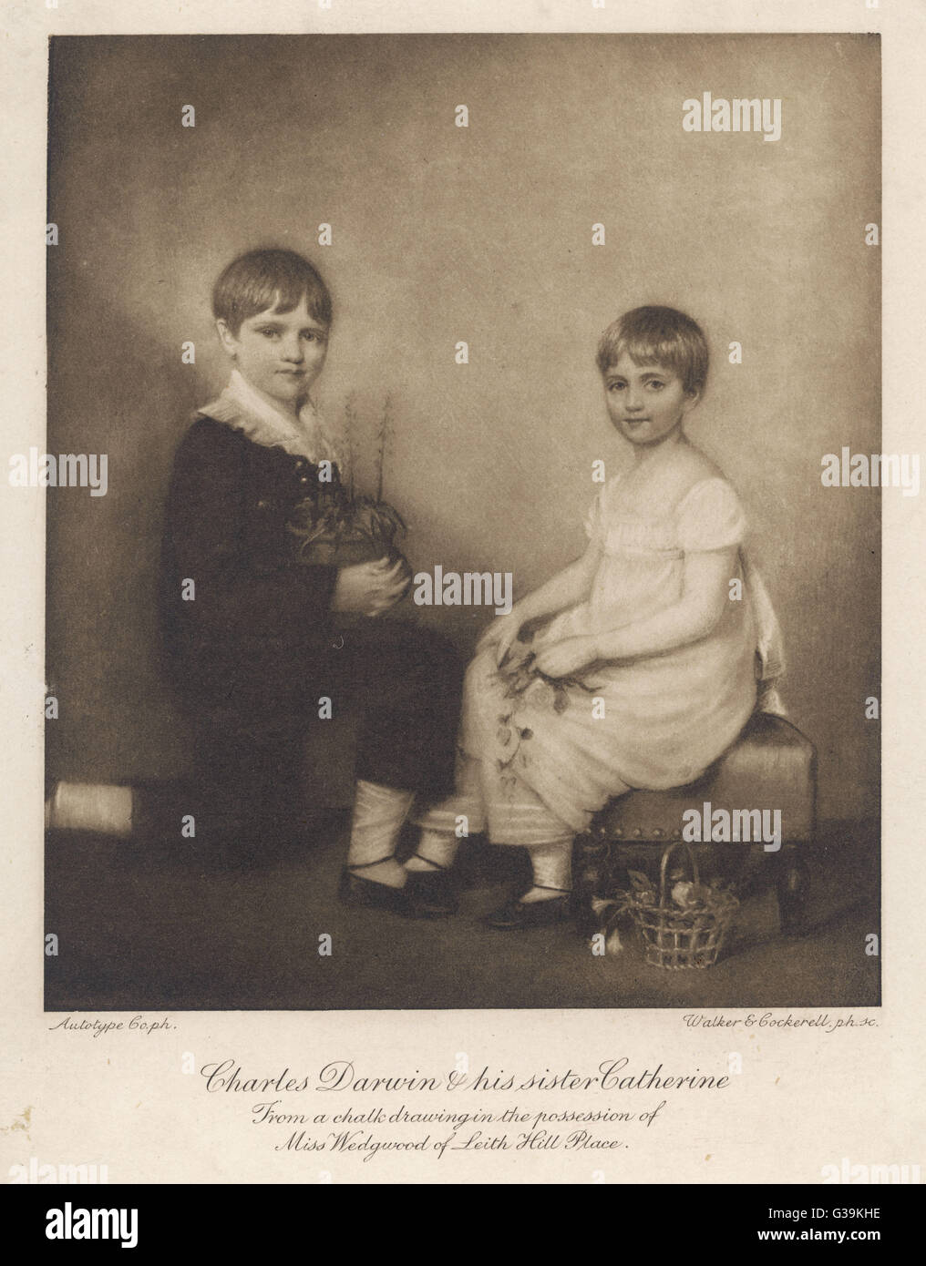 CHARLES DARWIN Naturforscher, dargestellt als kleiner Junge mit seiner Schwester Catherine Date: 1809-1882 Stockfoto