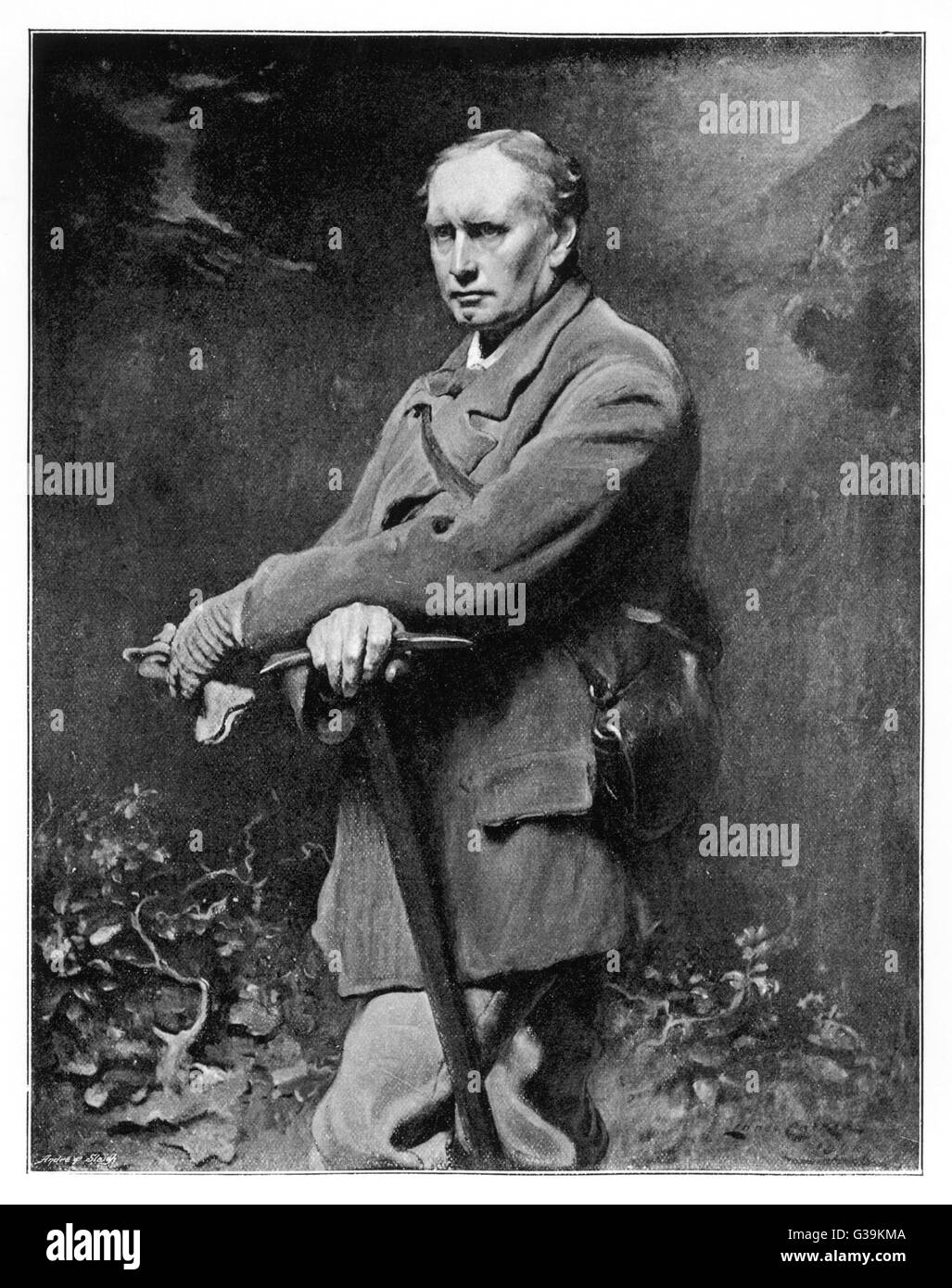 EDWARD WHYMPER produktiver Alpinist und talentierte Holzstecher. Seine Bildbände auf alpine Exploration mit Holzstichen.     Datum: 1840-1911 Stockfoto