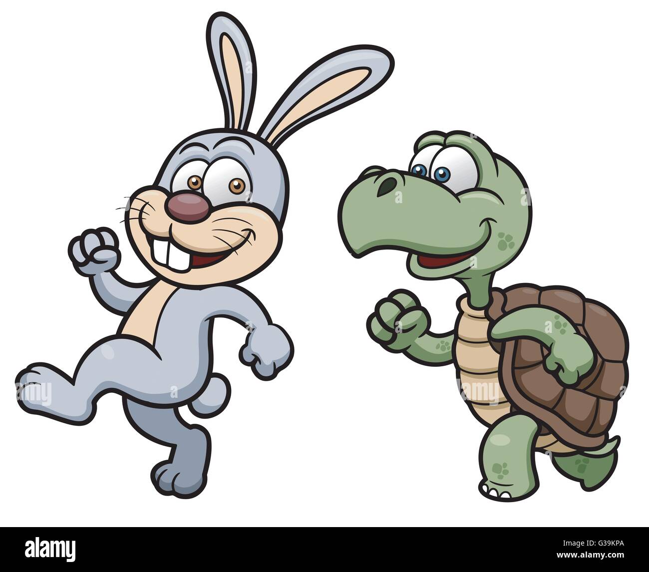 Vektor-Illustration Karikatur Hase und Schildkröte Stock Vektor
