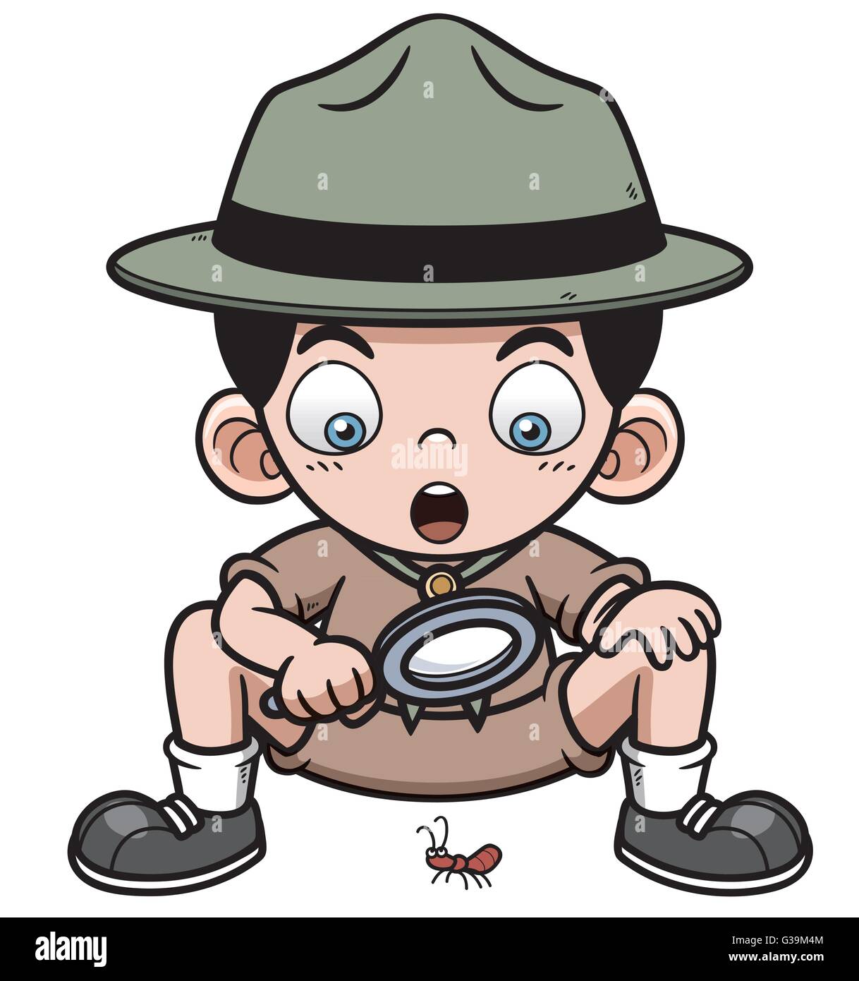 Vektor-Illustration eines jungen mit Lupe Stock Vektor