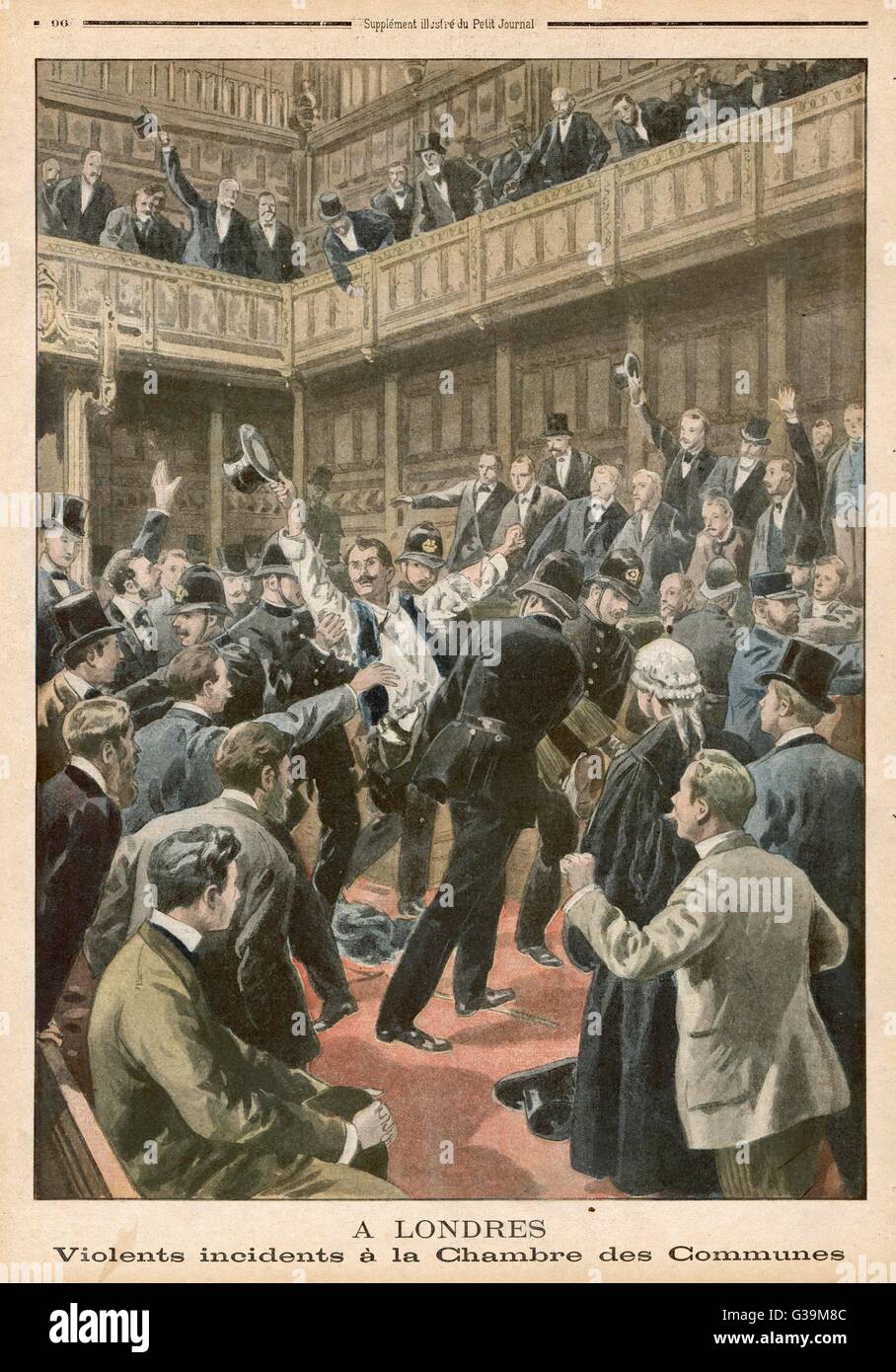 Irische MPs verursachen eine Störung im House Of Commons Datum: 1901 Stockfoto