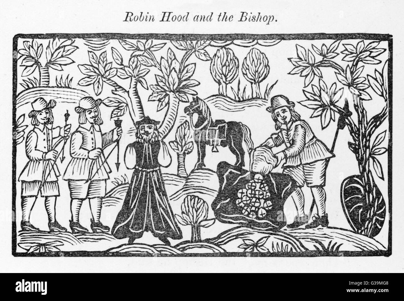 Um den Bischof und seine Männer verlassen, Robin ändert Kleidung mit einer alten Frau: er entzieht den Bischof von seinem Gold und macht ihn singen Masse Datum: ca. 1630 Stockfoto