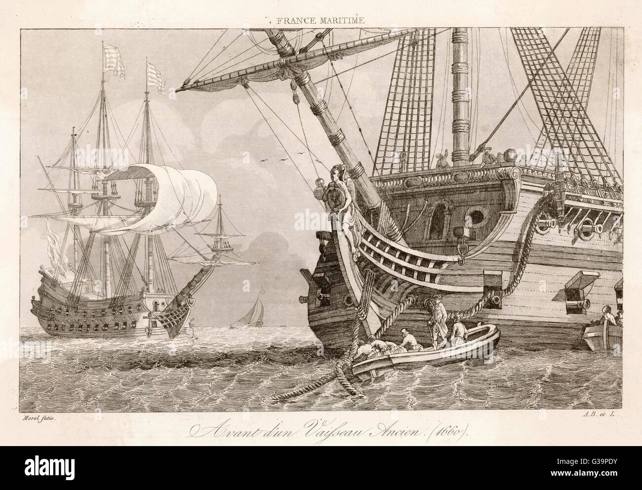 FRANZÖSISCHES KRIEGSSCHIFF 1660 Stockfoto