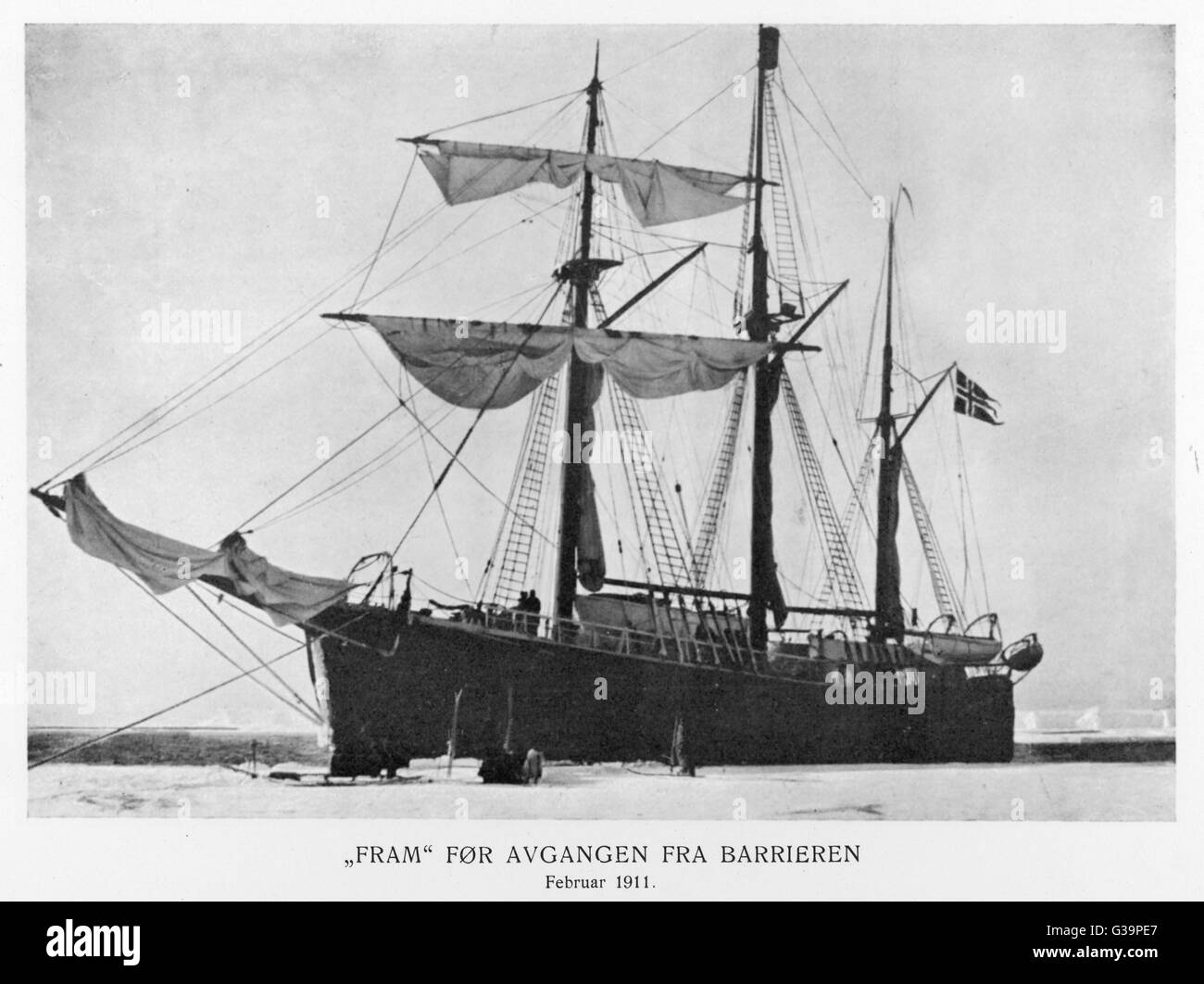 Roald Amundsen als erster den Südpol zu erreichen dies auf 14. Dezember 1911 und sicher nach Hause zurück.    Die "Fram".     Datum: Februar 1911 Stockfoto