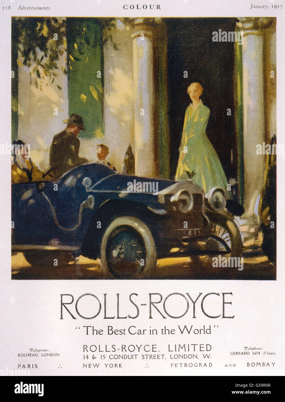 "Das beste Auto der Welt" wird in eine entsprechend aristokratischen Einstellung... obwohl dies das vierte Jahr des ersten Weltkriegs ist präsentiert!      Datum: 1917 Stockfoto