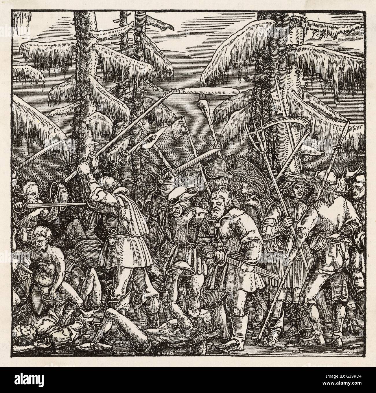 Die Bauern erheben und für die Abschaffung der feudalen Abgaben, Leibeigenschaft und zehnten Tag Revolte: 1522 Stockfoto