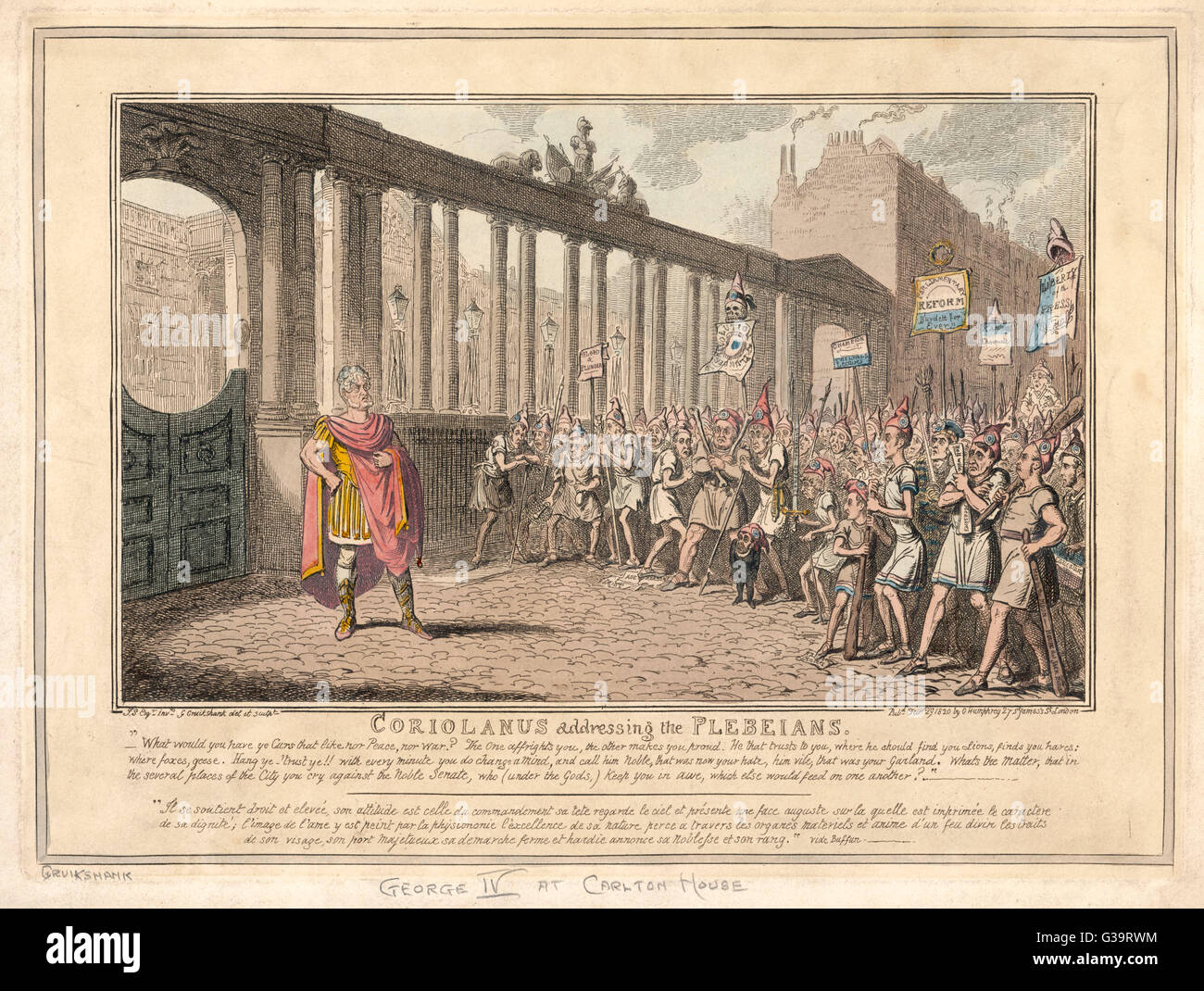 "Coriolanus Adressierung der Plebejer" George IV als Coriolanus, Adressierung radikale, als die Plebejer Datum dargestellt: 1820 Stockfoto