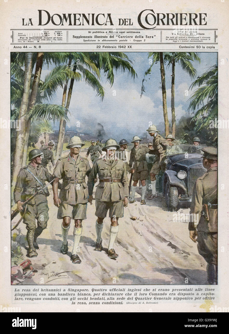 Die Marinebasis von Singapur ist von den Alliierten an die Japaner übergeben und als eine weitreichende militärische Niederlage für die Alliierten Datum: Februar 1942 Stockfoto