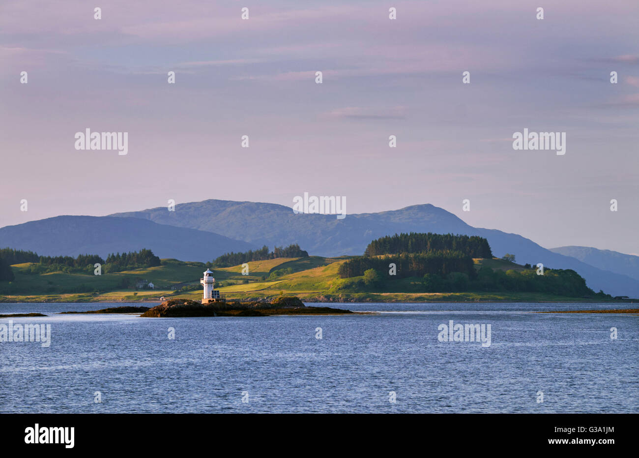 Insel von Lismore und Loch Linnhe betrachtet von Port Appin. Highland, Argyllshire, Schottland. Stockfoto