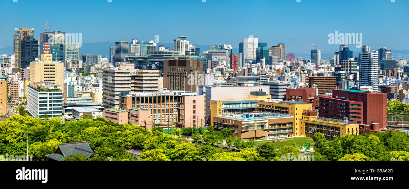 Skyline der Stadt Osaka in Japan Stockfoto