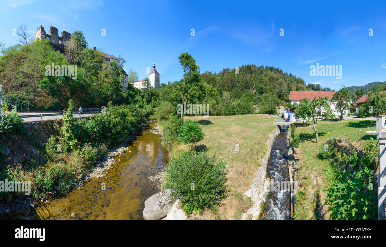 Reichenstein Burg und Stream Waldaist, Österreich, Oberösterreich, Oberösterreich, Mühlviertel, Tragwein Stockfoto