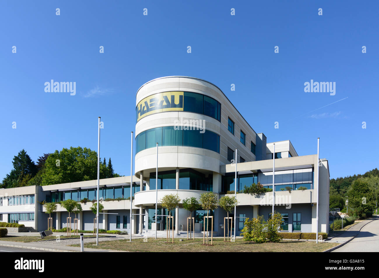 Hauptsitz der Firma Habau, Österreich, Oberösterreich, Oberösterreich, Donau, Perg Stockfoto