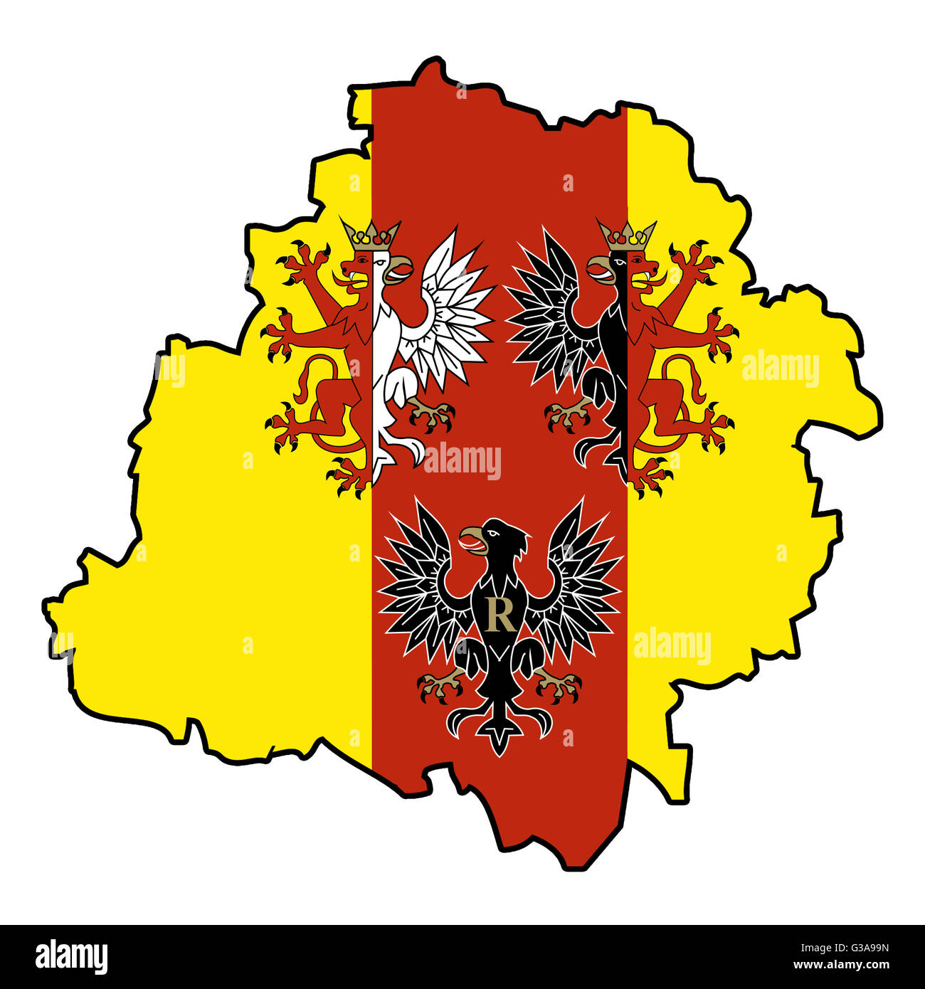 Gebiet der Provinzen (Woiwodschaften) in Polen (Verwaltung-Karte) Stockfoto