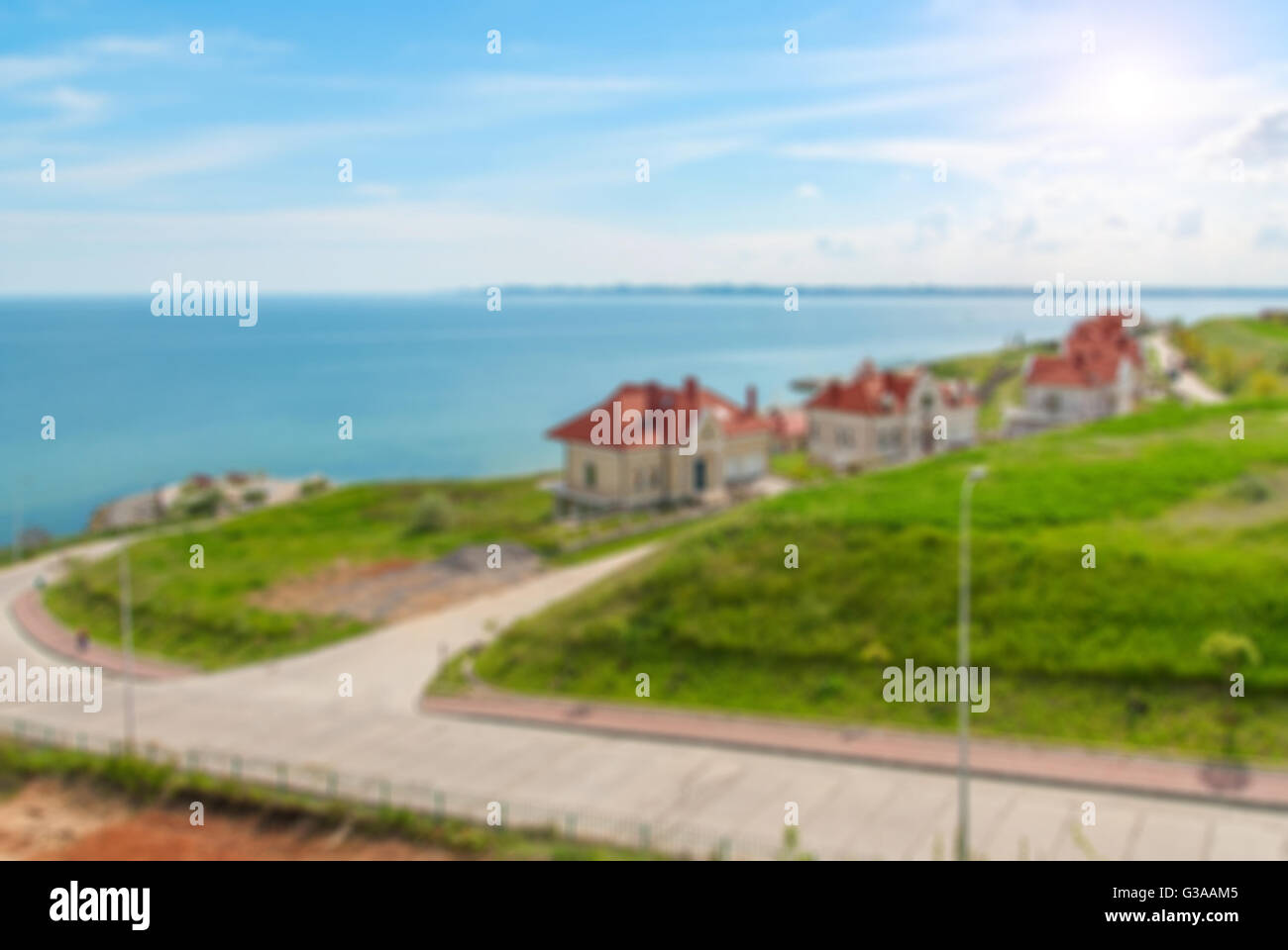 Defokussierten Hintergrund mit Golf View von Odessa, Ukraine. Absichtlich verschwommene Postproduktion für Bokeh-Effekt. Stockfoto