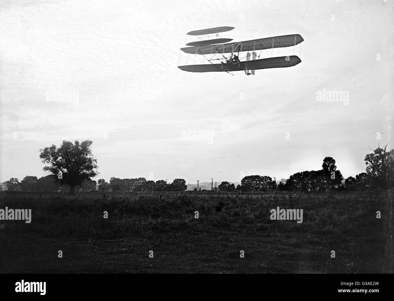 Vorderansicht von Flug 41, Orville fliegt nach links an einem Heo Stockfoto