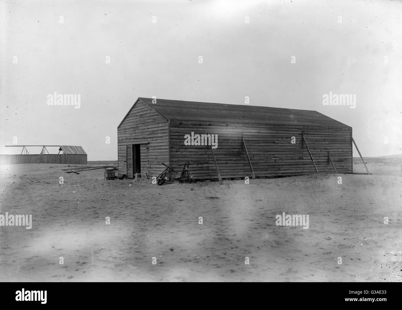 Blick auf das Camp-Gebäude bei Kitty Hawk von Nordwesten, Stockfoto