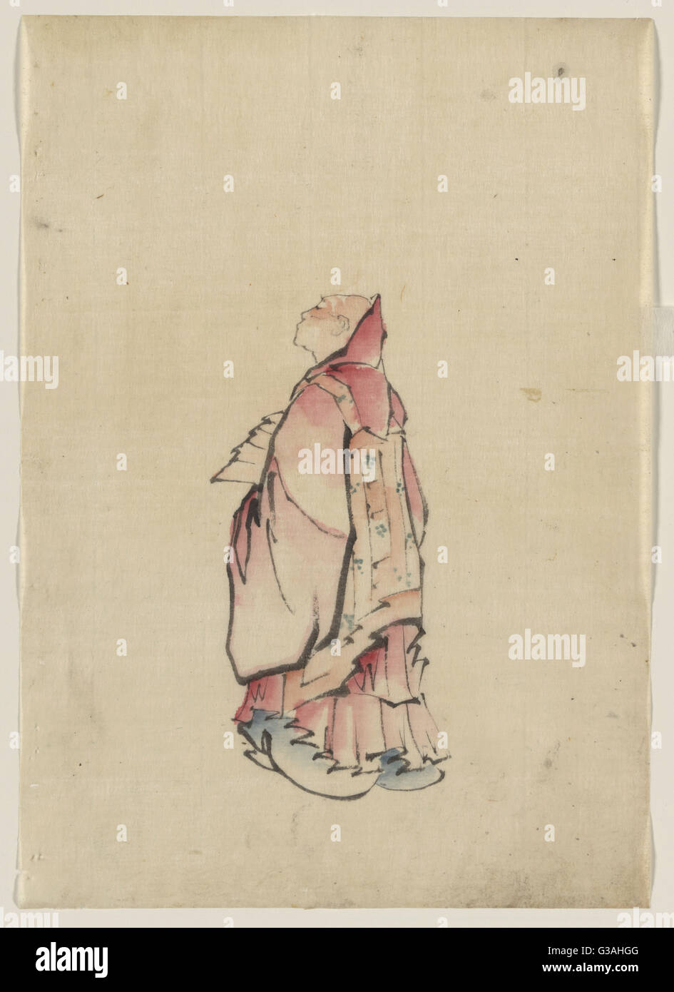 Seitenansicht eines Mönchs, Hochformat, nach links gerichtet, Abnutzung Stockfoto
