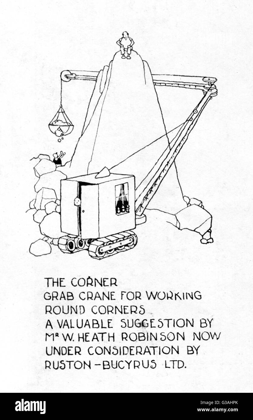 Der Corner Grab Crane von Heath Robinson Stockfoto