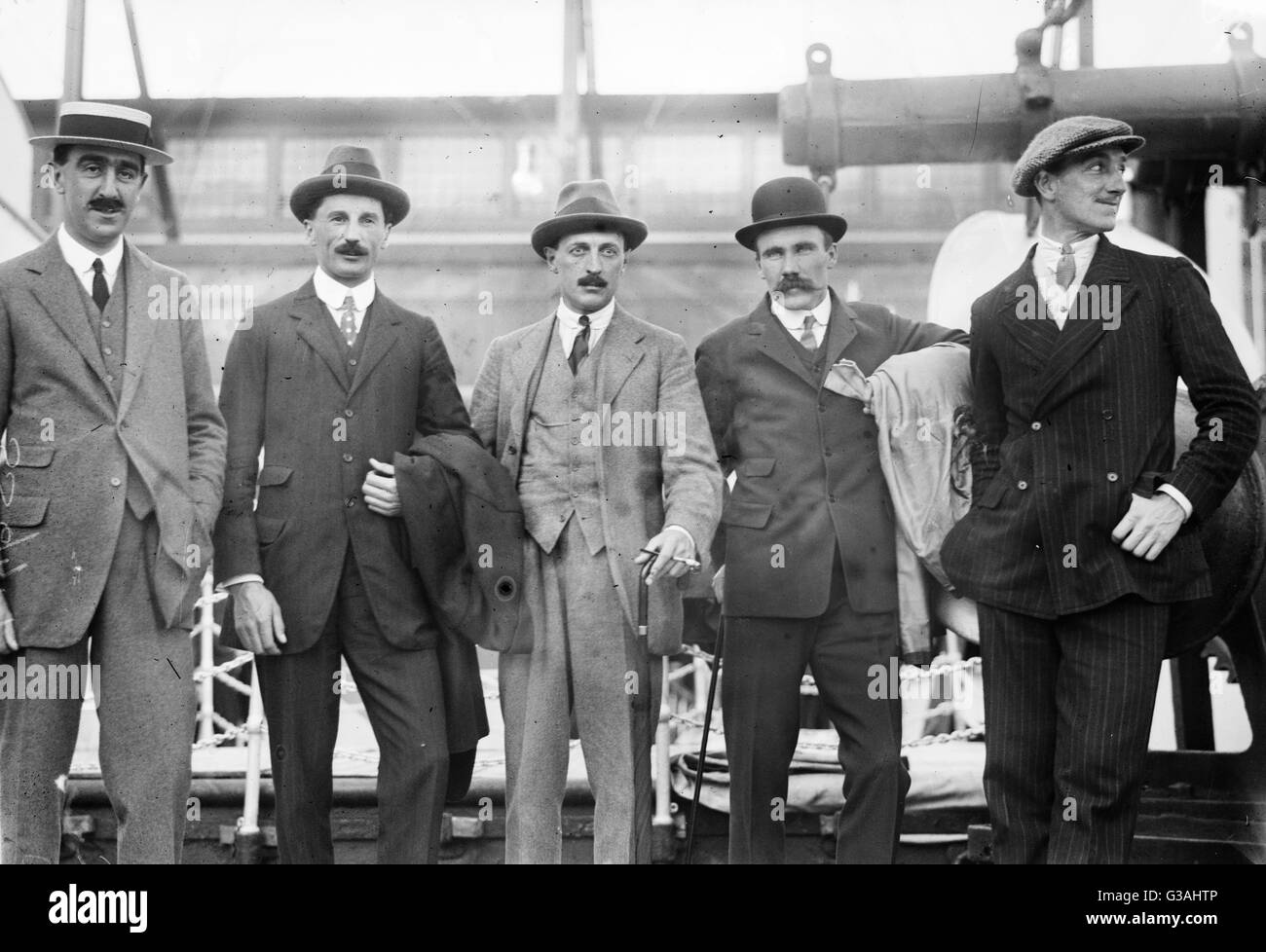 Das englische Poloteam trifft 1914 in den USA ein Stockfoto