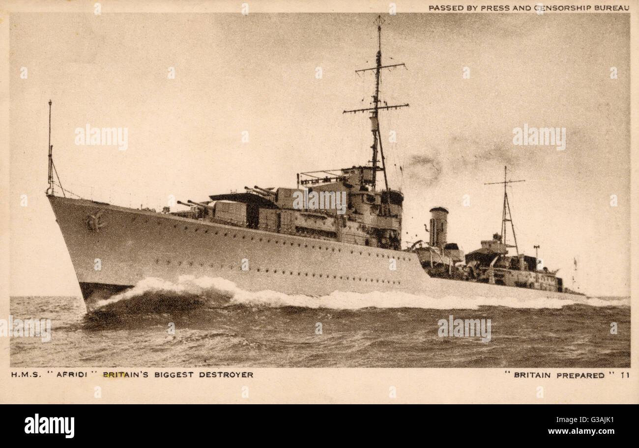 HMS Afridi - Großbritanniens größter Zerstörer Stockfoto