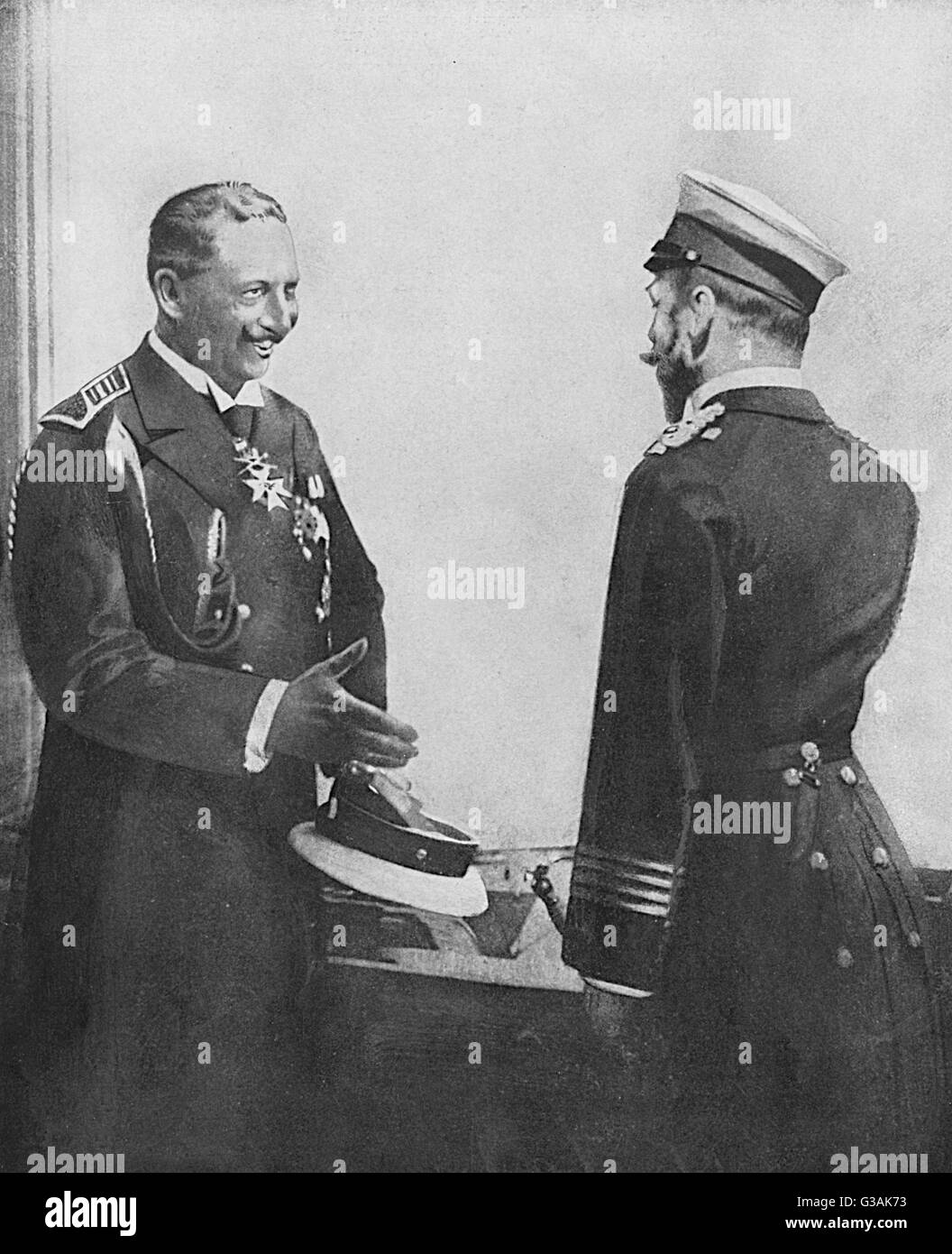 Treffen zwischen Kaiser Wilhelm II. von Deutschland und Zar Nikolaus II von Russland.     Datum: um 1900 Stockfoto