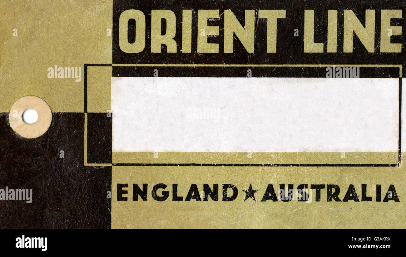 Gepäck-Label - Orient Line Cruises aus England und Australien Datum: ca. 1920er Jahre Stockfoto