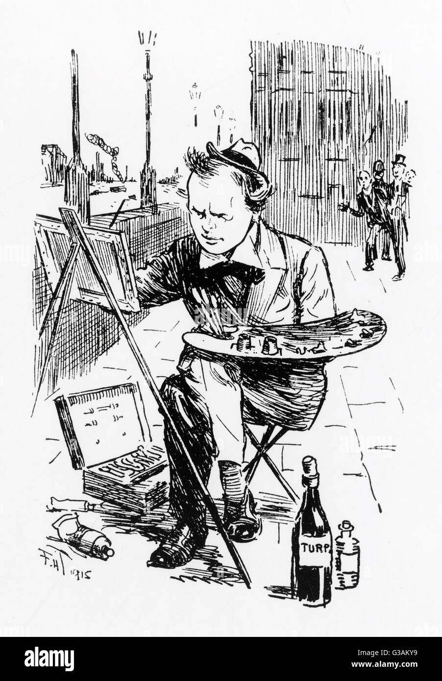 Cartoon, Winston Churchill Gemälde (WW1) Stockfoto