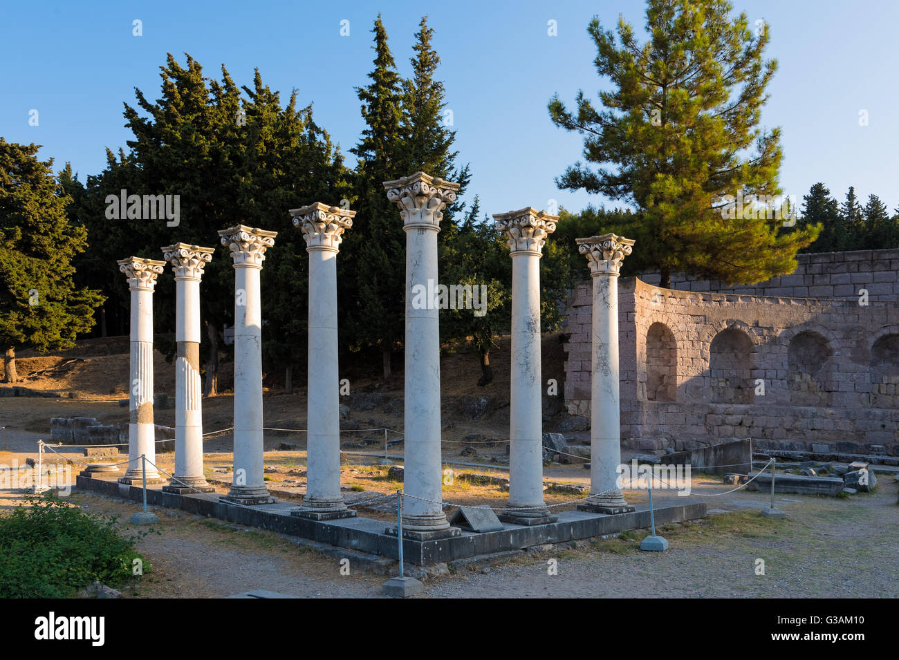 Reste der Tempel des Apollo in der archäologischen Stätte von Asklepion in Insel Kos, Griechenland Stockfoto