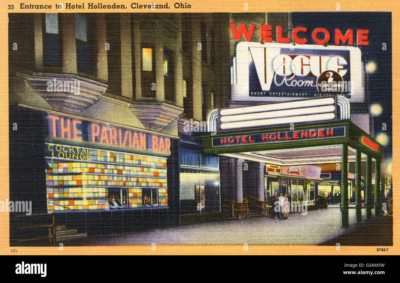 Eingang zum Hotel Hollenden Superior Avenue und East 6th Street in der Innenstadt von Cleveland, Ohio, USA.     Datum: ca. 1930er Jahre Stockfoto