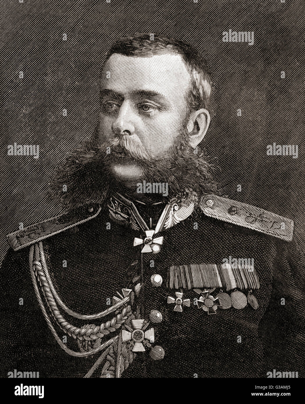 Michail Dmitrijewitsch Skobelev, 1843 – 1882.  Russischer General während des russisch-türkischen Krieg von 1877 – 1878. Stockfoto