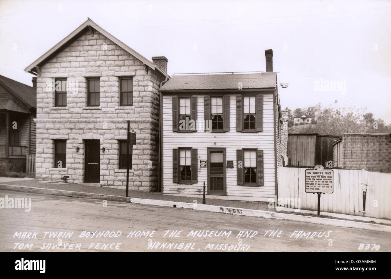 Mark Twains Jugendhaus und Tom Sawyers Zaun Stockfoto